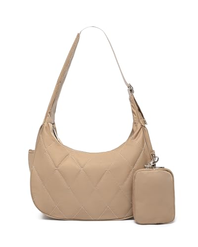 Petit sac à bandoulière matelassé en nylon kaki pour femme