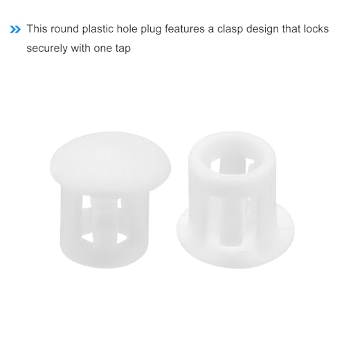 Image of MECCANIXITY 100PCS 5mm(3 /16 inch) White Plastic Hole Plugs, Flush Type Panel Hole Plugs Insert End Caps for Locking Hole Tubes Furniture Cabinet