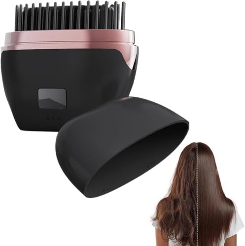 Image of Mini Hair Straightener,Cordless Hair Straightener Brush, Portable Straightening Brushhot Comb Hair Straightener For Women,Three Temperature Adjustments Flat Iron For Travel, Multicolour. (Black)