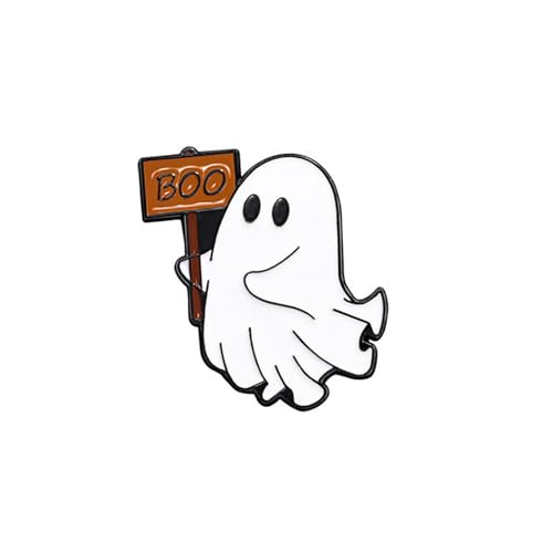 Image of Halloween Cute Ghost Brooches Lapel Pins for Women Funny White Love Heart Boo Ghost Pins Lapel Collar Jeans Hats Shirt Jackets Backpacks Badge Brooches Pins for Women Halloween Holiday Accessory Jewelry