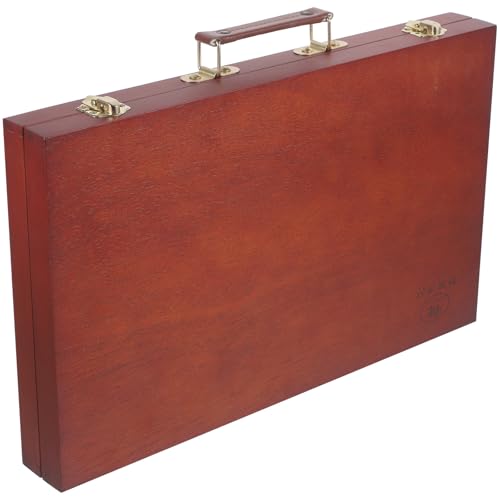 BEBEMOKO Estuche Portátil de Madera Asa para Pinturas y Materiales de Dibujo, Caja Resistente Compartimentos para Lápices, Adecuado para Artistas y Escolares