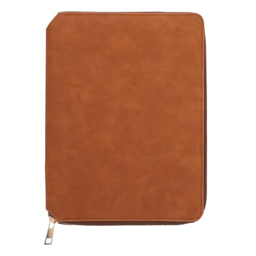 Hemobllo Cuaderno con Sueltas y Funda con Cremallera Libreta de Planificación de Oficina Material de Papel con Cubierta de Cuero Marrón Escritura Suave y Diseño Compacto para Uso