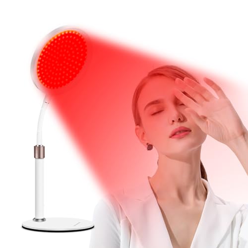 Relhafethy Infrared Light Lamp with Base 660&850 Red Light Lamp with 10/30/45 Mins Timer Flexible Gooseneck Design 100LEDs Red LED Lights for Home/Office Use
