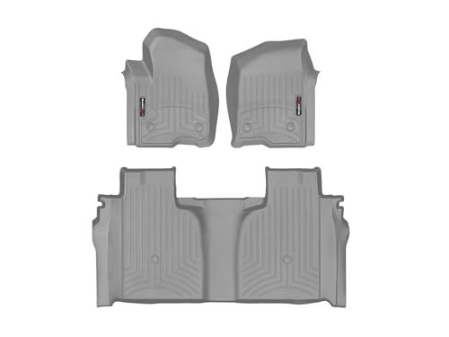 Image of WeatherTech Custom Fit FloorLiners for GMC Sierra 1500 Limited, Silverado 2500HD /3500HD, Silverado 1500-1st & 2nd Row (461436-1-2), Grey