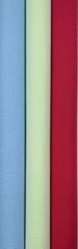 Image of KCS 3 pc of 15 inch x 18 inch(38cmx45cm) 16 Count Cross Stitch Cotton Aida Cloth Needlework Rolled Fabric Box,16CT,Light Blue+Light Green+Red