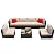 Shintenchi 7 Pieces Patio Furniture Sets Outdoor All-Weather Sectional Patio Sofa Set PE Rattan Manual Weaving Wicker Patio Conversation Set with Glass Table&Ottoman Cushion and Red Pillows, Beige