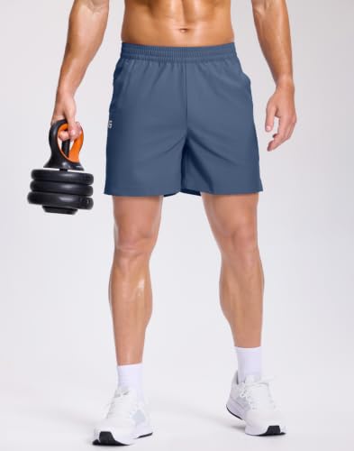 Image of GGJ Men's Lightweight Athletic Shorts with 2 Zipper Pockets 7 inch /9 inch /5 inch Gym Workout Running Quick Dry Tennis Shorts for Men