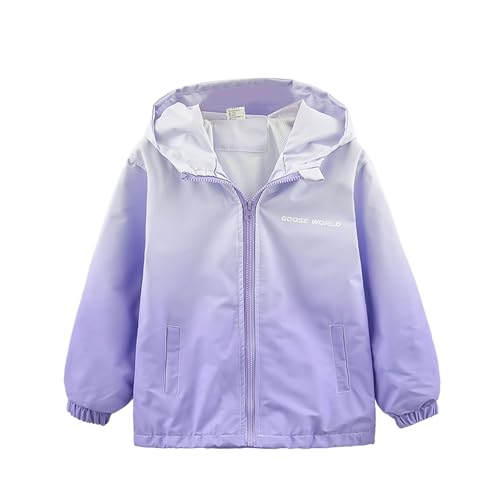2026 Giacca A Vento Della Ragazza Leggero Impermeabile All'aperto Cappotto Da Escursione Con Per I Bambini Bambini Bambini, Lilla, 11-12 Anni