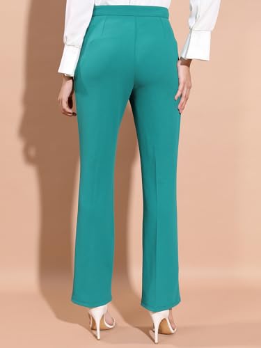 Image of Tokyo Talkies Women's Slim Fit Regular Trousers | Stretchable Trousers | Casual Trousers| Mid-Rise