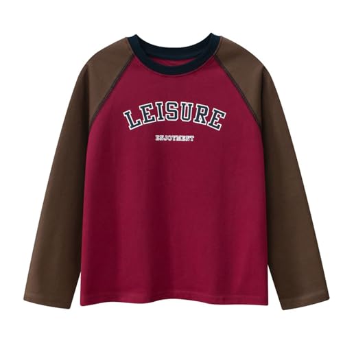 Long Sleeve Raglan Tshirts for Boys Fashion Crew Neck Loose Fit Sweatshirts Soft Letter Printed Sports Blouses