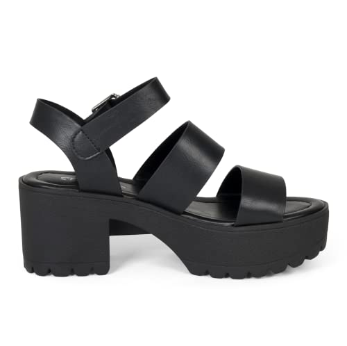 STYLISH S MARIA-S - Womens Open Toe Double Band Chunky Block Heel Lug Sole Platform Sandals With Adjustable Ankle Buckle2
