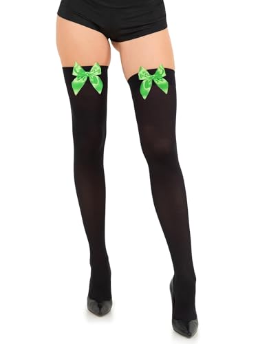 Image of Opaque Thigh High Bow Stockings for Women Thigh Highs Stockings with Bows Over The Knee Socks