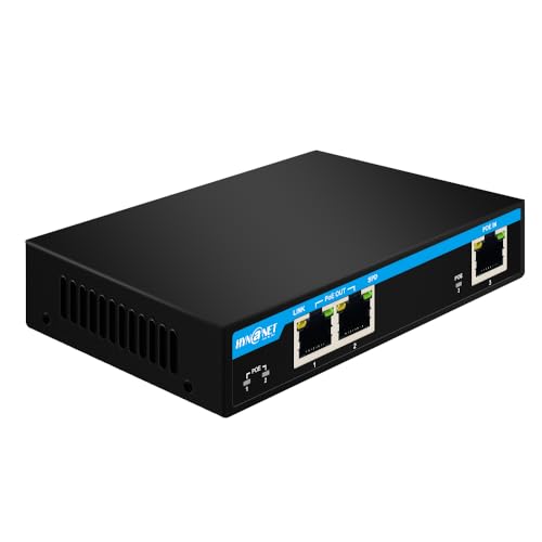 Image of Gigabit Ethernet POE Extender 1 Port 60W in 2 Ports 30W Out POE Passthrough Switch Compliant with IEEE802.3af /at /bt and Extends UP to 100 Meter PX202