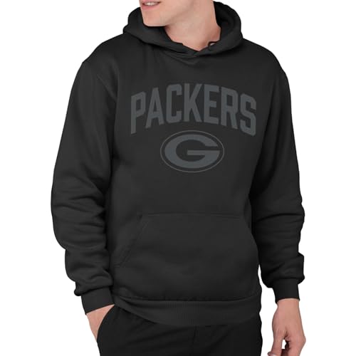 Junk Food NFL - Green Bay Packers - Blackout - Officially Licensed Adult Pullover Fleece Hoodie for Men and Women