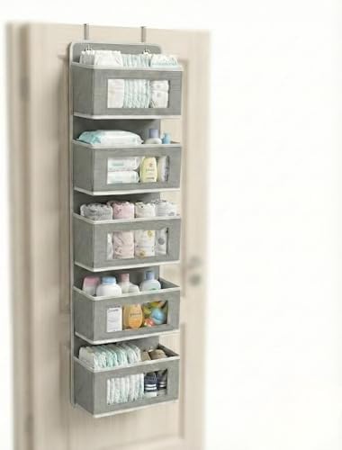 Over The Door Organizer 5-Tier, Clear Window Hanging Door Storage...