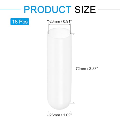 Image of uxcell 18Pcs Silicone End Caps, 23mm(29 /32 inch) ID 72mm(2-27 /32 inch) Height Round Rubber Elastic Screw Thread Protectors Flexible Screw Bolt Covers Caps for Metal Tube Rod Bolt, Clear