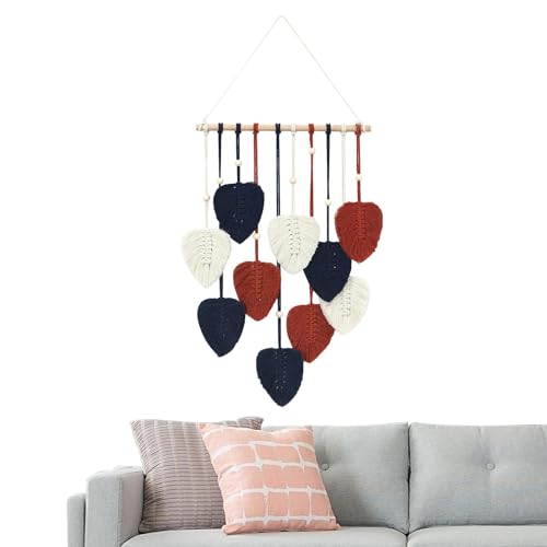 Macramé plumes tissé à la main, déco bohème chic et artisanale pour salon