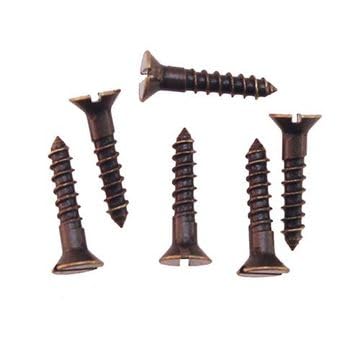 Van Dyke’s Restorers Slotted Flat Head Screws — #5 x 5/8 Inch Solid Brass Screws in Antique Brass Finish, Flat Head Slotted Design for Cabinetry, Hardware Installation, & Restoration Work, Pack of 20
