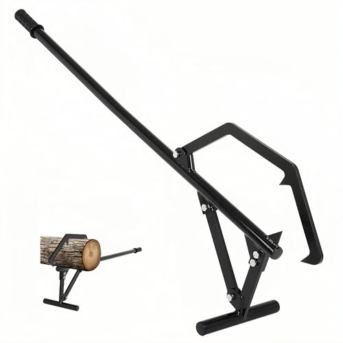 Timberjack Log Roller Lifter 50.8 Long Handle Log Roller Tool Adjustable Cant Hook Log Lifter Ups to 25 in Dia Logging Tools Heavy Duty Steel Log Jack for Rolling and Raising Up Logs