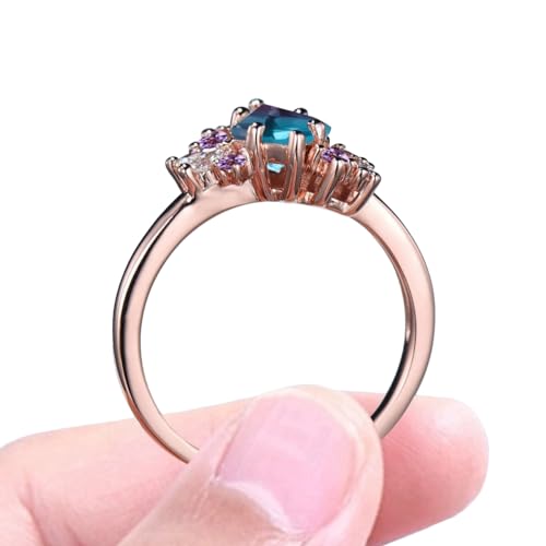 Alexandrite Ring for Women 925 Sterling Silver Kite Cut Alexandrite Rings Alexandrite Engagement Ring Alexandrite and Moissanite Ring Free Engraving2