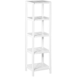 Estanteria Estrecha Blanca Ikea LOLAhome Estantería con 5 baldas de Madera Blanca de 37x33x140 cm