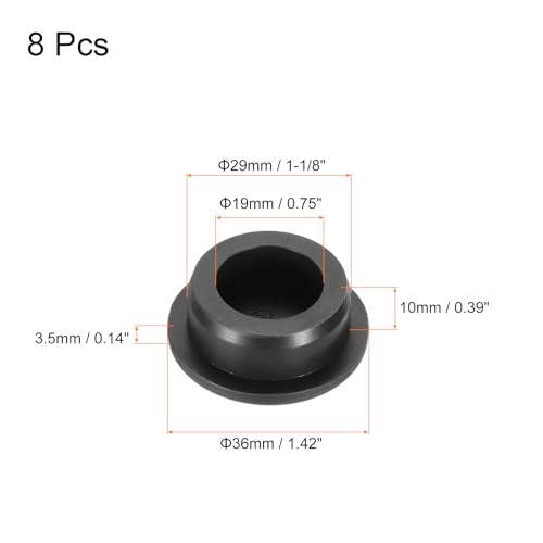 Image of MECCANIXITY 8pcs T-Shaped Silicone Plugs 29mm 1-1 /8 Inch Dia Snap in Plug Hole Seal Cover Round Rubber Stopper for Kitchen Rubber Bulkheads Waterproof Sealing Plugs Black