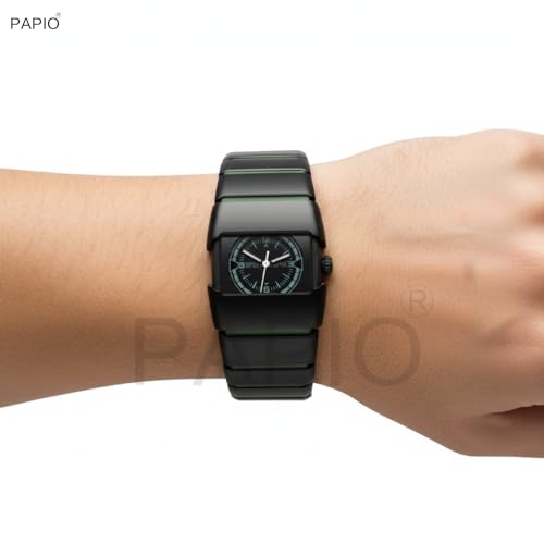 Image of PAPIO Stylish Rectangle Dial Analogue Watch | Premium Plastic Strap | Fashion Unisex Wrist Watch for Men, Boys, Women