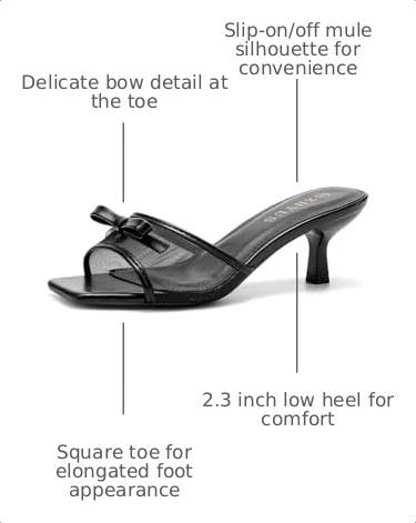 XHYUS Women's Slip On Square Toe 2.3inch Kitten Heel Wedding Mule Sandals - image 3