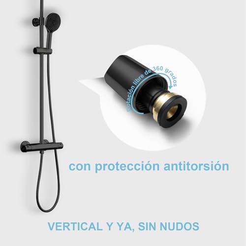Flexo Ducha de Alta Presión OFFO de 11 mm con diseño antitorsión negro 4