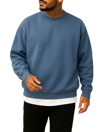 JustBlanks Sweatshirts for Men Fleece Men’s Sweatshirt Cotton Blend Mens Crewneck Sweatshirt Regular-Fit Pullover Sweatshirt