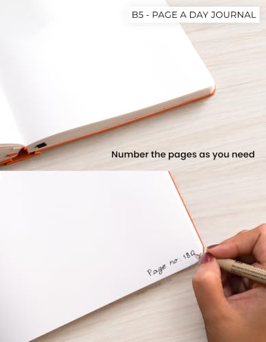 Image of NEORAH -B5 PLAIN| 368 Pages - 110 Gsm | PAGE A DAY JOURNAL (25x17.5 cm)-Hardcover Unruled Notebook |Back Pocket |3 Silk Book Mark - Completely HANDMADE for Journaling,Note Taking- ORANGE