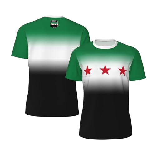 DABOYOZHZH Jersey Mesh T-Shirt Syria Flag 1932-1963 Gradient Color 3D Print for Running Cycling Soccer Fitness Sports