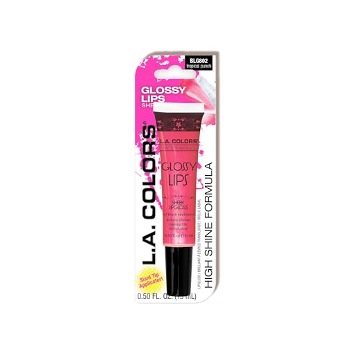 L.A. COLORS Glossy Lips Sheer Lipgloss (carded), BLG802 Tropical Punch CBLG802