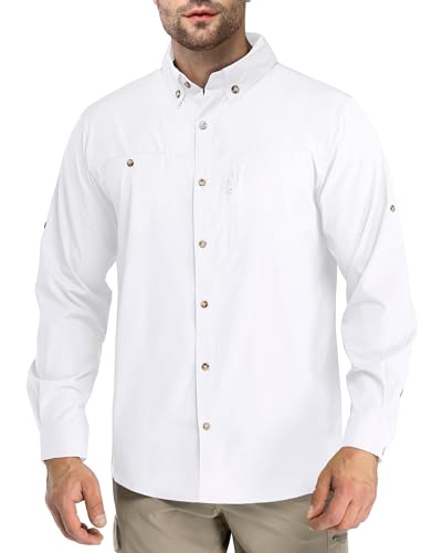 Outdoor Ventures Men's Long Sleeve Hiking Shirt UPF 50 UV Sun Protection Shirt Cooling Quick Dry for Travel Fishing Safari