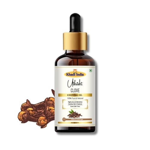 Image of Khadi Clove Essential Oil 15 ml | Pure & Natural Therapeutic Grade | For Teeth & Gums, Toothache Relief | Oil for Face | Skin & Hair Care | All Skin Types | Aromatherapy for Men & Women