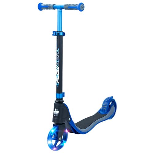 Story Flow Lights - Patinete infantil (azul) | Ruedas iluminadas | Ideal para niños de 3 a 6 años | Ligero, plegable, marco de aluminio y manillar ajustable