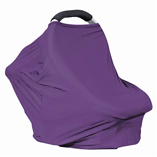 Image of Solid Color Car Seat Nursing Breastfeeding Cover, Multi Use Cover Cozy Carseat Canopy Cover, Infant Babies Stroller Cover,Ultra Soft Stretchy Nurse Gifts Purple Breastfeeding Cover