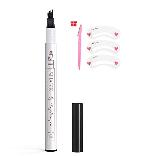 Black Eyebrow Pen, Long-lasting Waterproof Eyebrow Tattoo Pen, Microblading Eyebrow Pen with a Micro-Fork Tip Applicator For Fuller Natural Looking Brows