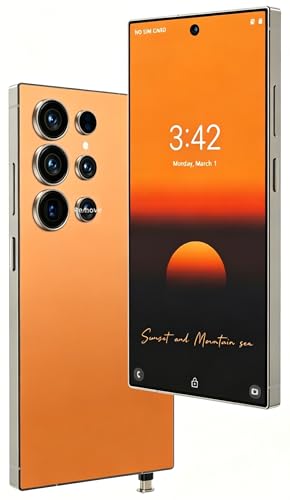 Echoamo C25 Ultra Unlocked Phones, NFC Function Cell Phone, 12+512GB Smartphone 6.9" HD Screen Android 15 Phone, 8000mAh Battery/Built in Pen/Face ID/Fingerprint Lock/5G Dual SIM/GPS (Orange)