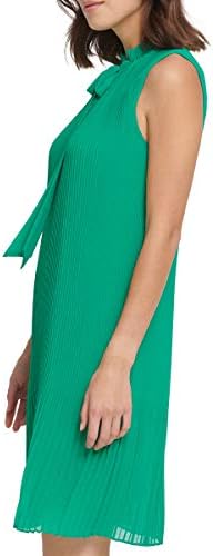 DKNY Women's Sleeveless Tie Neck Pleated Shift Dress, APPLE GREEN, 2 :  Amazon.sg: Fashion