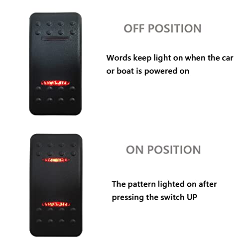 Image of Marine Boat Button Momentary Rocker Switch 5P (ON)-Off SPST Dual RED Led Light Bar Switch with Jumper Wire Set 12V 24V for Car Vehicle Tractor UTV SUV