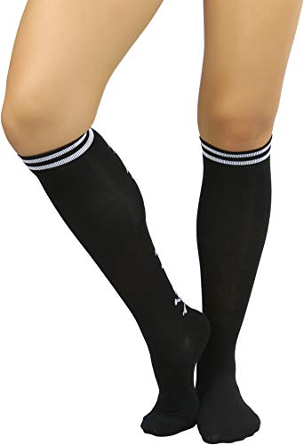 ToBeInStyle Women’s Spooky Halloween Cross Bone Pirate Knee High Acrylic Socks4