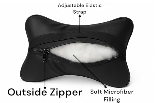 Image of Leather Soft car Neck Pillow for Travel, Travel Micro Fiber Rest Pillow /Cushion Set of Pillows Compatible with All Cars - Pack of 2 Pieces (Red Black)