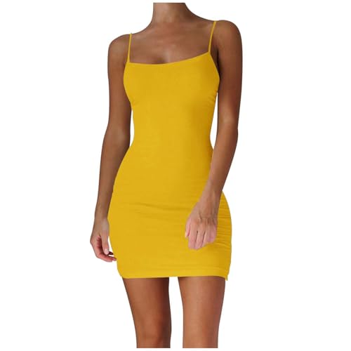 Damen Spaghettiträger Partykleid Kurz-Sexy Minikleid Frauen Bodycon Kleid - Trägerkleid Rückenfrei Enge Kleider Damen Weiß Party Club Kleid...