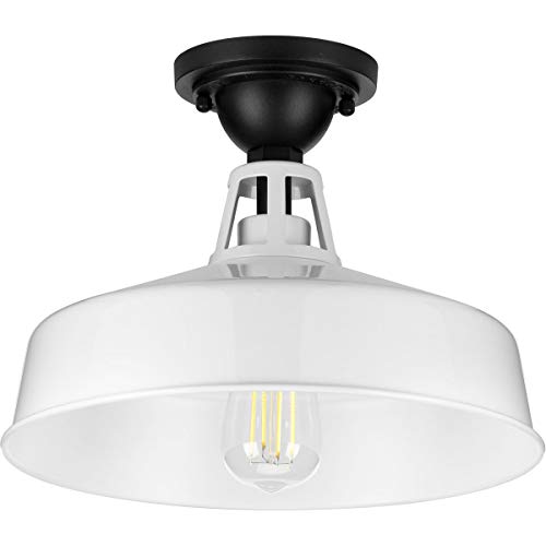 Best Cyber Monday 🔥 Cedar Springs Collection 1-Light Farmhouse Outdoor Semi-Flush Mount Light White