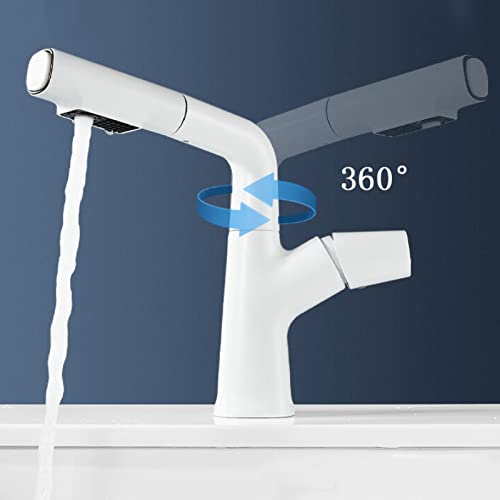 Robinet de lavabo extractible et relevable à 2 modes d'eau en laiton - 7