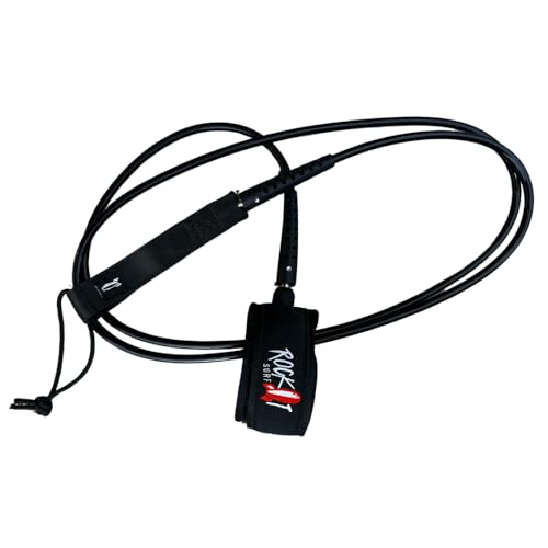 Rock It Surf Premium Surfboard Leash, 6ft & 8ft Surf Board Leashes, 7mm Legrope Strap for Shortboard or Longboard Made with Recycled Materials, Extra Strength Velcro & Stainless Swivels (8ft)