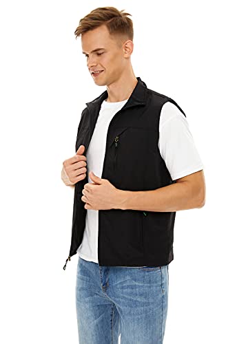 Mens Lightweight Vest Casual Softshell With Pockets Windproof Jacket For Sport Golf Work Bk-2Xl #TOP3