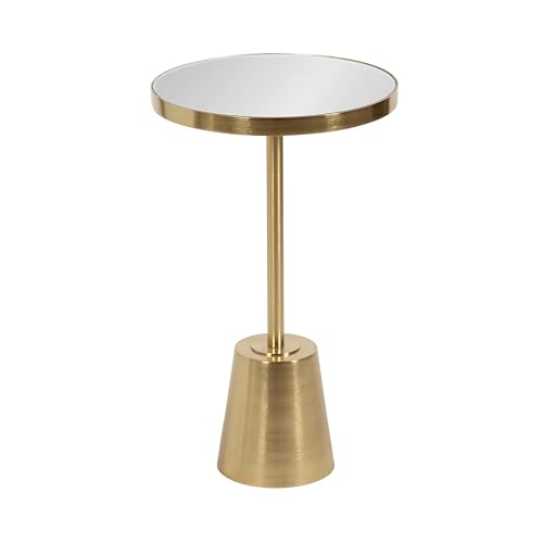 Kate and Laurel Tira Elegant Round Mirrored Side Table, 14 x 14 x...