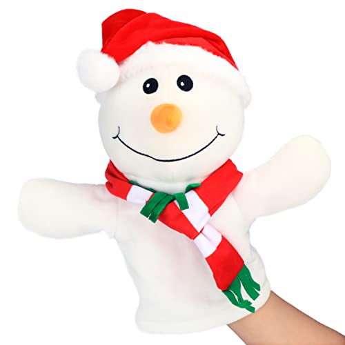 Hopearl Plush Christmas Snowman Hand Puppet with Open Movable Mouth for Imaginative Play, Role Play, Interactive Toy for Storytelling Teaching Puppet...